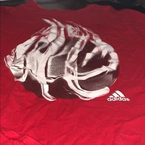 Red basketball adidas tee